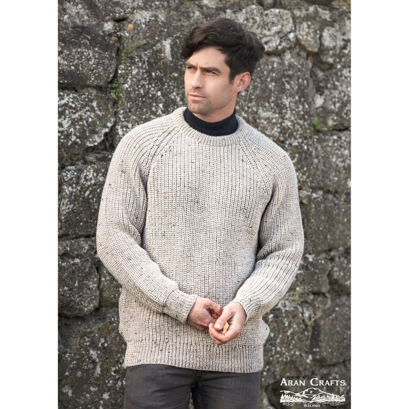 Men's Fisherman's Ribbed Crew Neck Sweater Skiddaw